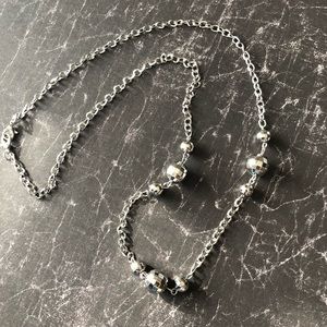 Silver Tone Mirror Ball Necklace